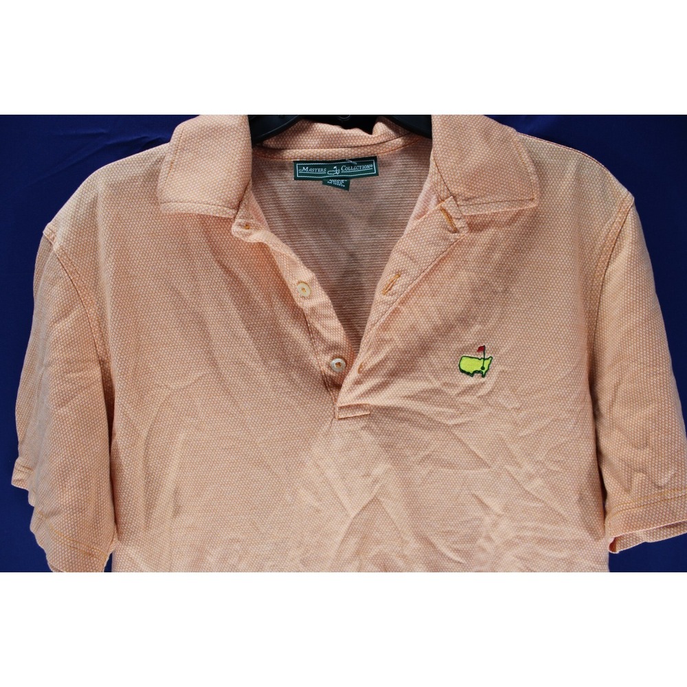 Master's Collection Polo Shirt Golf Pima Cotton Size Med Orange Diamond Pattern